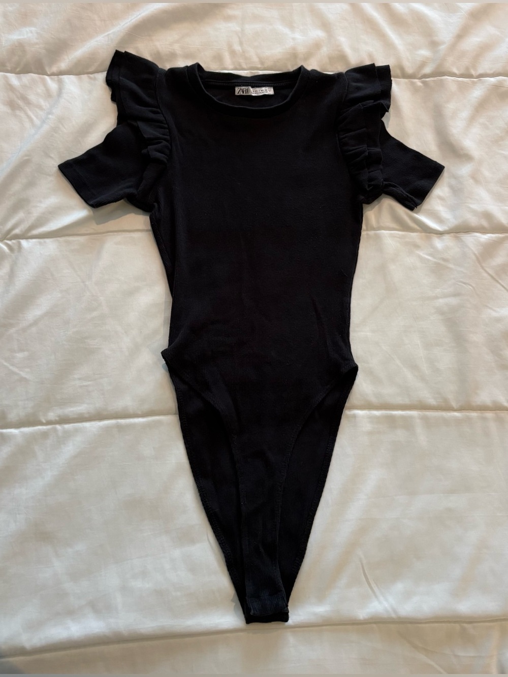 Zara Black Ruffle Sleeve One-Piece